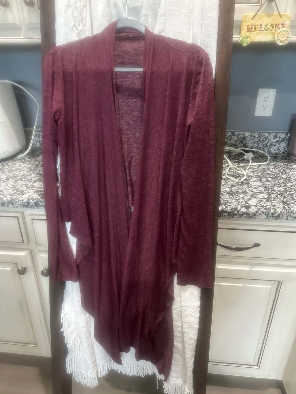 Patagonia Women's M Glorya Wrap Cardigan Maroon Red Open Front Asymmetrical